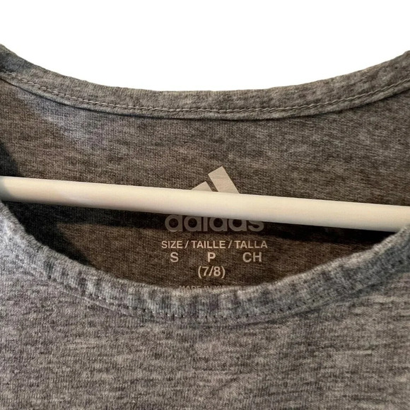 Adidas Girls Long Sleeve T Shirt 7/8 Gray Ombre Graphic Logo Athletic Sports Top - Picture 4 of 4